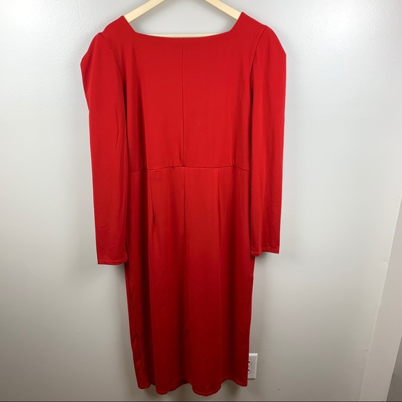 NWT gorgeous Eloquii red Puff Shoulder Midi Dress for special occasions, 18 - Picture 2 of 11
